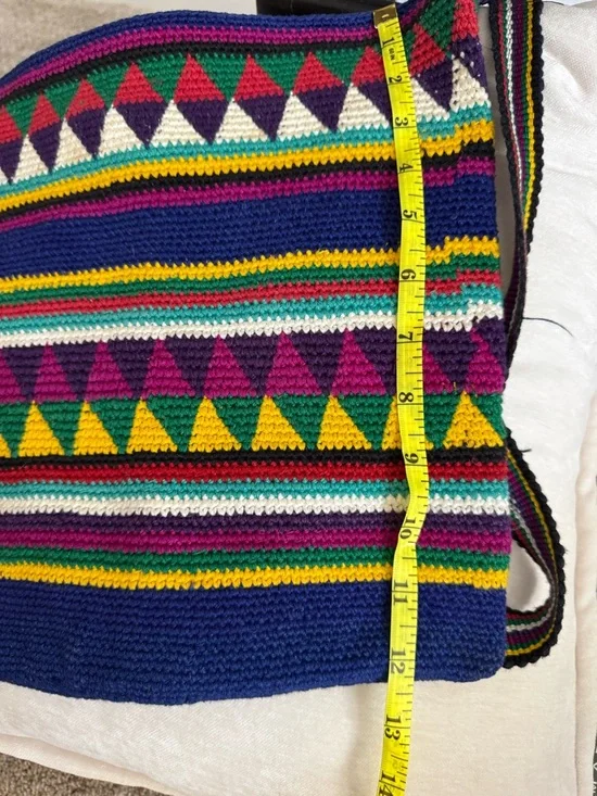 Vintage Guatemalan Handwoven Boho Bag - Vibrant Mayan Geometric Design - Picture 15 of 16